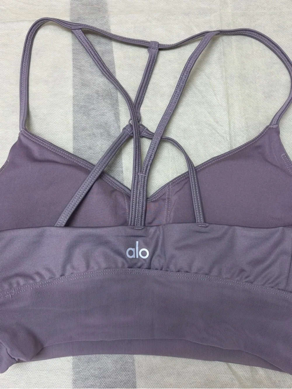 ALO Yoga Lavish Sports Bra in light purple. With removable pads. Size SMALL.